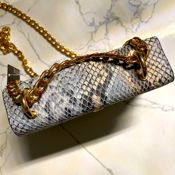 Snakeskin Print Crossbody Purse with Gold Chain - Picture 6 of 6